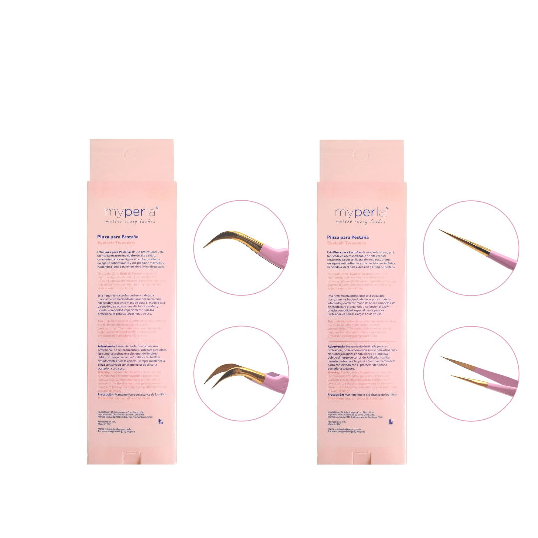 Pinzas para pestañas Recta y Curva - MY PERLA