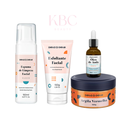 Rutina Dermocosmética Della & Delle con Registro ISP – Limpieza, Exfoliación, Nutrición y Detox Facial