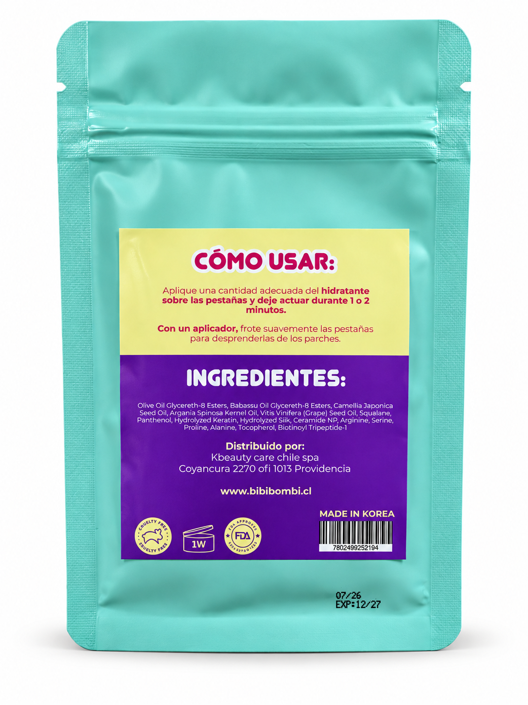 Paso 3 Bibibombi — Hidratación Reconstructora para Pestañas y Cejas 10 Sachets