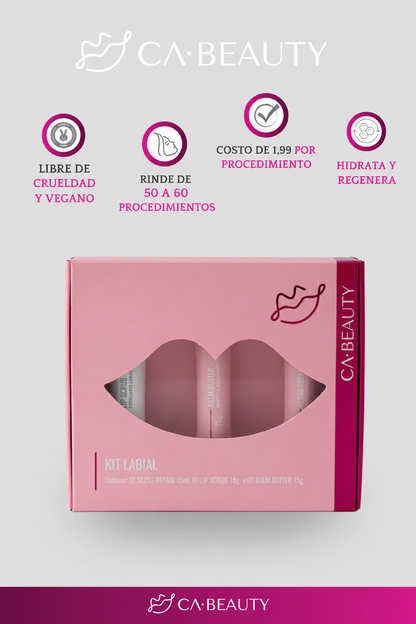 Kit Labial CA Beauty | Lip Scrub, Balm Butter y Gloss Repair