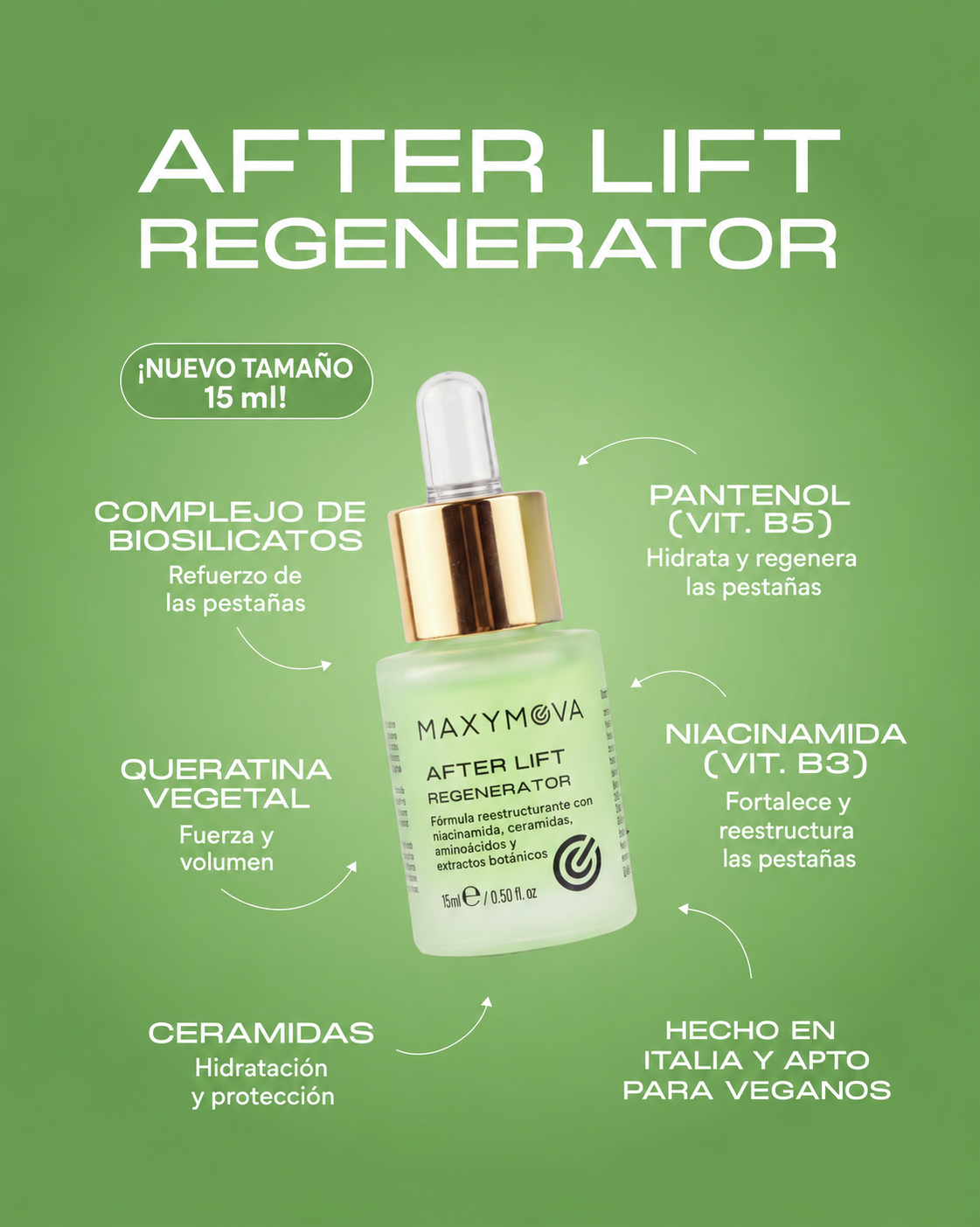 MAXYMOVA After Lift Regenerator Serum para Pestañas y Cejas — 15 ml